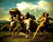 Theodore   Gericault heval arrete par des esclaves oil painting artist